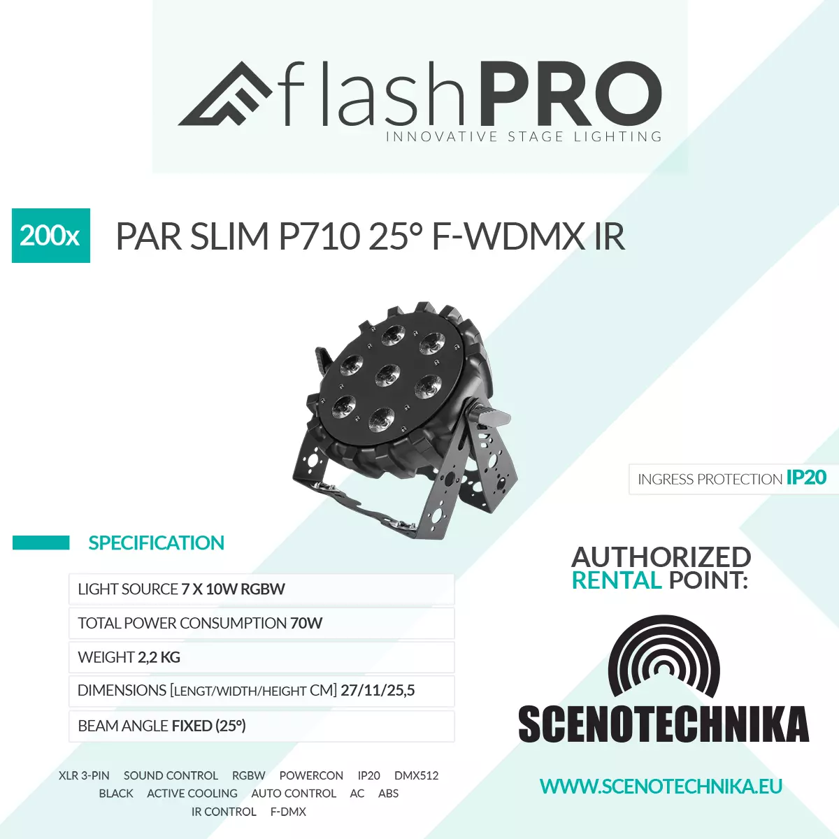 PAR SLIM P710 25° F-WDMX IR