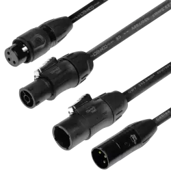 CABLE COMBO POWER-DATA XLR3 1,5m - Hybridkabel für Strom- und Datenübertragung, das TrueCON-Stromversorgung und 3-poliges XLR-DMX in einem Kabel vereint.