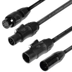CABLE COMBO POWER-DATA XLR5 5,0 m  - Cable híbrido de alimentación y datos que combina TrueCON para energía y XLR de 5 pines para señal DMX en un solo cable.